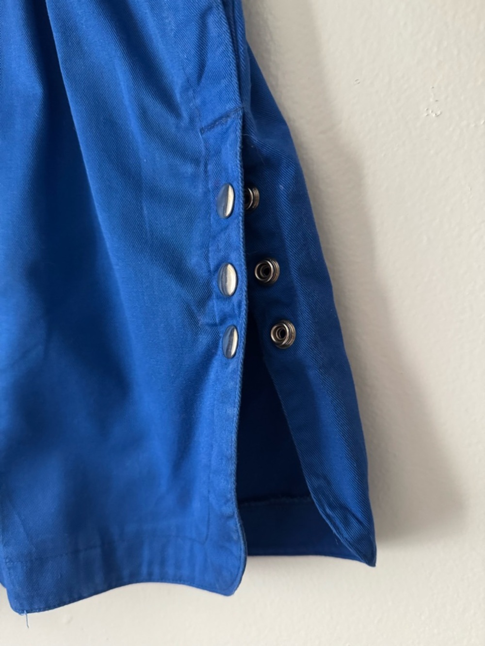 Vintage 80s/ 90s Blue Cotton Track Shorts with Silver Side Snap Detail - Picture 4 of 6